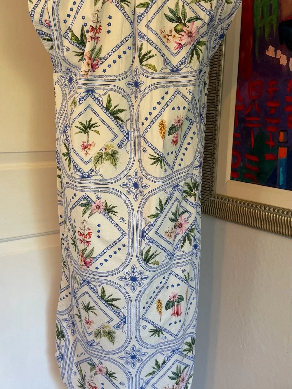 NWT Maeve for Anthropologie Floral Blue and White Midi Dress Small